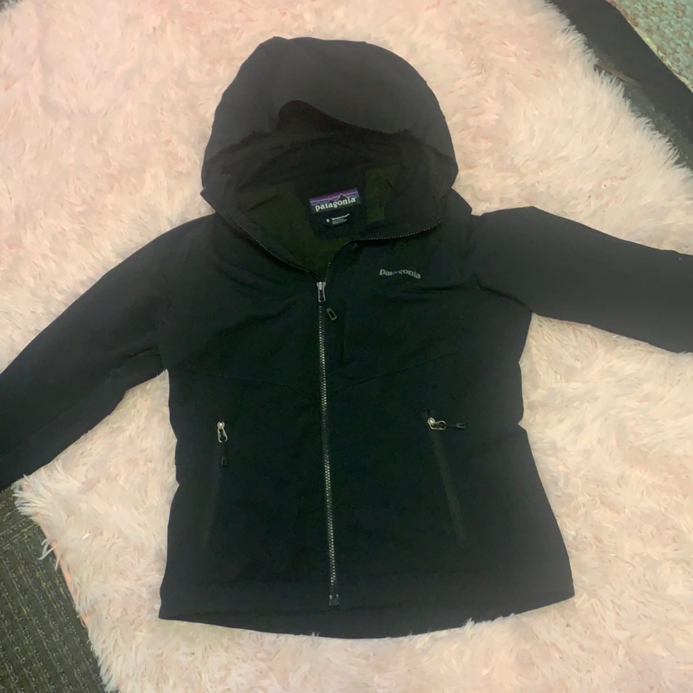 Black Patagonia raincoat